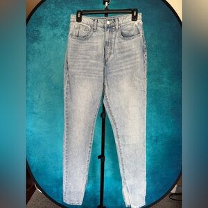WEWOREWHAT Light Wash Jeans Size 28 High Rise Ankle Slit